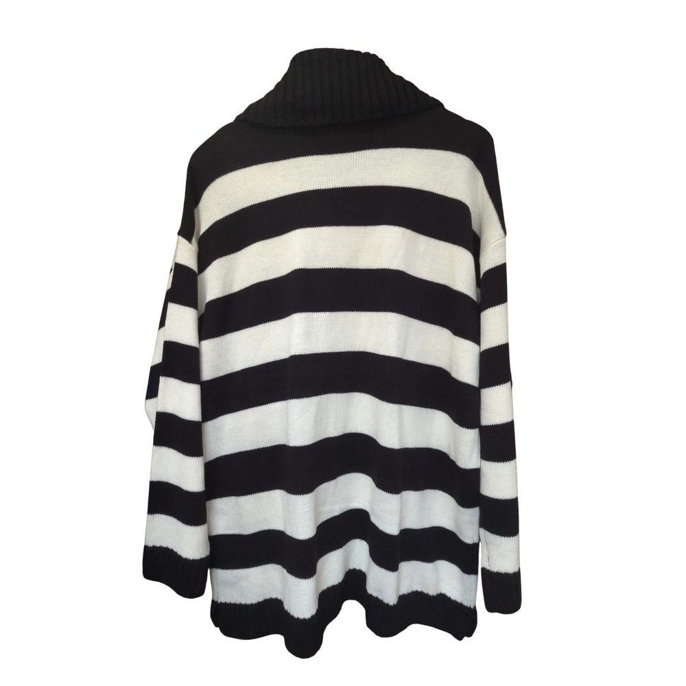 Karl Lagerfeld Paris Womens XL Cowl Neck Striped Eiffel Tower Sequin Sweater NEW - Picture 3 of 6